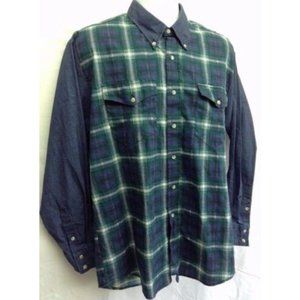 Men's Western Plaid Long Sleeve Shirt L